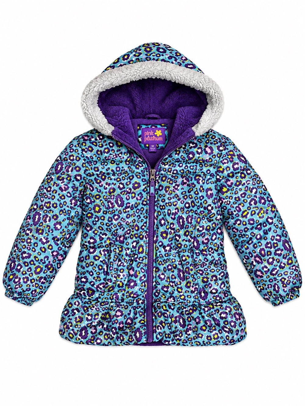 Pink Platinum Girls Leopard Print Hooded Jacket Coat Size 6X